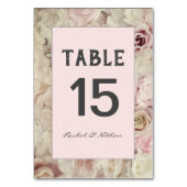 Tafelnummers met Vintage Bed of Roses Bloemmotief (Achterkant)