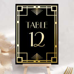 Tafelnummers met vintage deco zwart goud folie