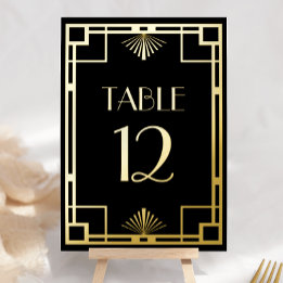 Tafelnummers met vintage Deco zwart goud folie