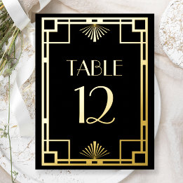 Tafelnummers met vintage Deco zwart goud folie