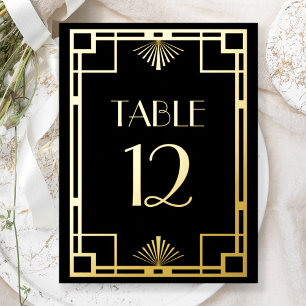 Tafelnummers met vintage Deco zwart goud folie