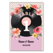 Tafelnummers Muziek Record Bruiloft Bloemen jaren (Achterkant)