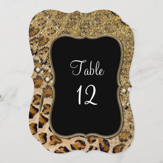 Tafelnummers Natuurlijk goud glitter-luipspatroon (Voorkant / Achterkant)