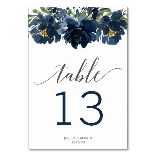 Tafelnummers 'Navy Blue White Pumpkin Fall in Love (Achterkant)