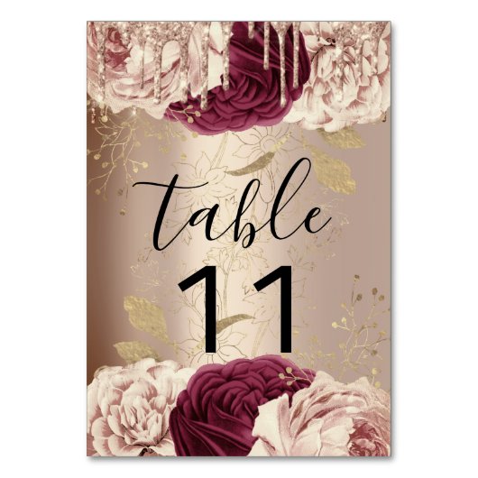Tafelnummers Roos Marsala Burgund (Achterkant)