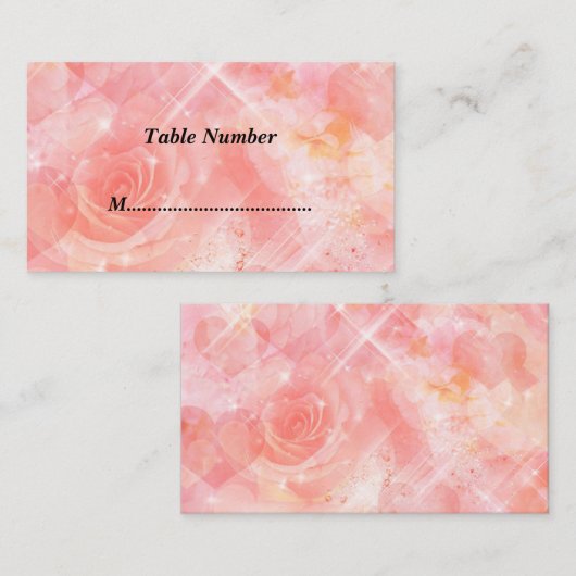 Tafelnummers Roze bloemen Plaatskaartje (Voorkant / Achterkant)