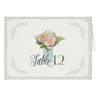 Tafelnummers Rustic Floral Mason Jar