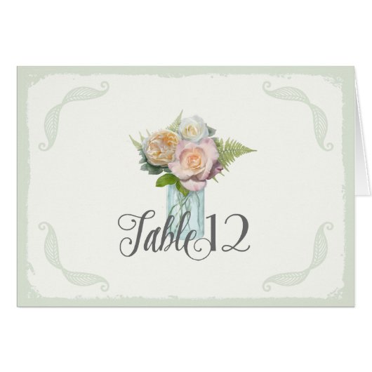 Tafelnummers Rustic Floral Mason Jar (Voorkant Horizontaal)