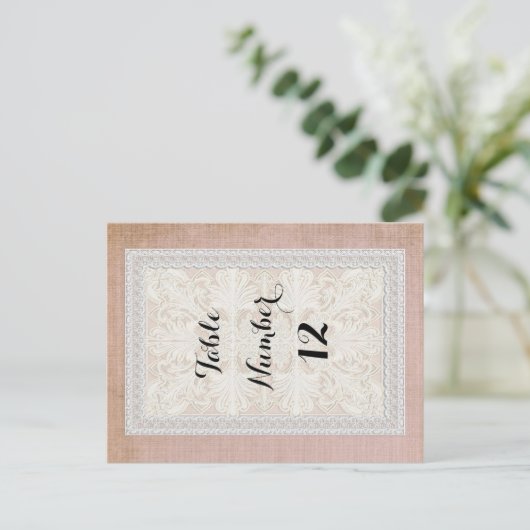 Tafelnummers Rustic Lace w Aged  Linen (Staand voorkant)