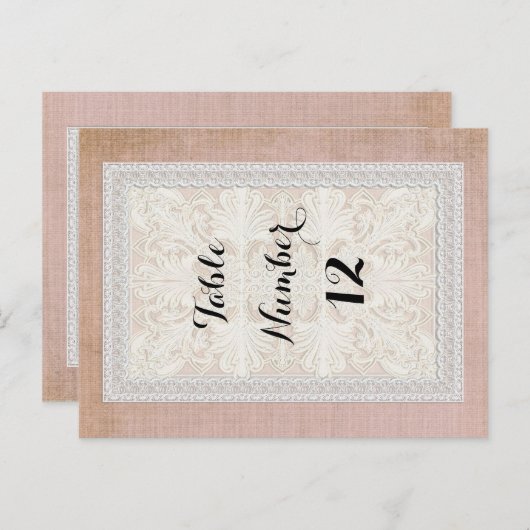 Tafelnummers Rustic Lace w Aged  Linen (Voorkant / Achterkant)