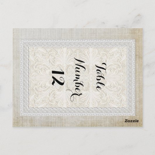 Tafelnummers Rustic Lace w Aged  Linen (Achterkant)