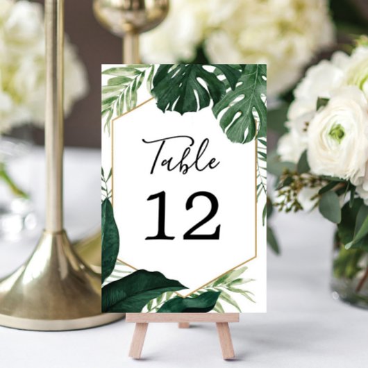 Tafelnummers Tropische Monstera Wedding