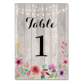 Tafelnummers Trouwen Bloemen Rustiek Hout Kaarten (Voorkant)