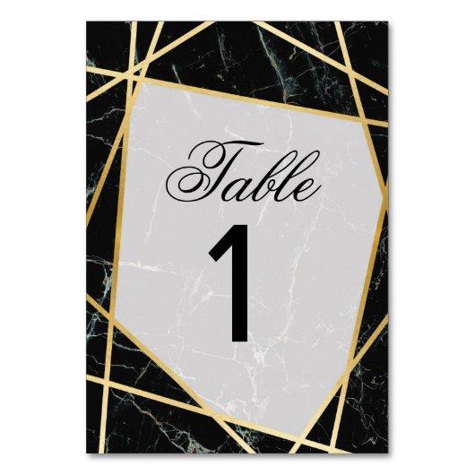 Tafelnummers Trouwen Zwart Marmer Elegante Kaarten (Voorkant)