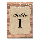 Tafelnummers Trouwhout BBQ Rustieke Burlap Kaart (Voorkant)