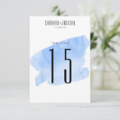 Tafelnummers voor blauwe aquarel-wash-huwelijk (Staand voorkant)