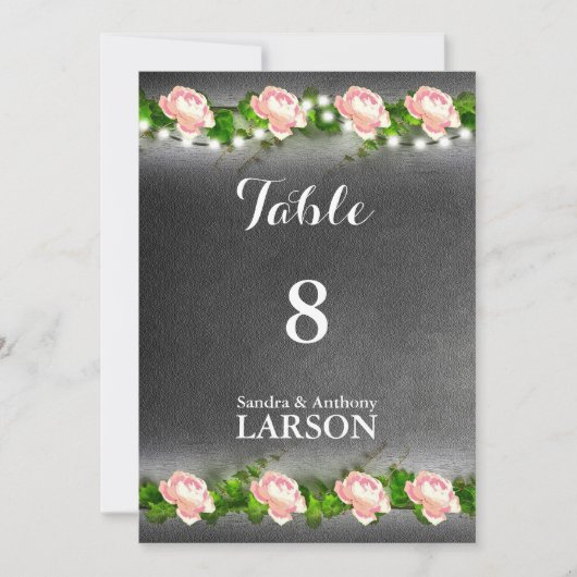 Tafelnummers voor bruiloft met krijtbordroos (Voorkant)