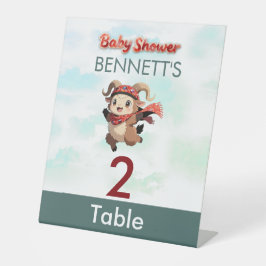 Tafelnummers voor Cute Ram Winter Baby Shower Reclamebord Met Voetstuk