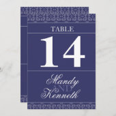 Tafelnummers voor het huwelijk met marineblauwe ra (Voorkant / Achterkant)
