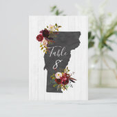 Tafelnummers voor huwelijksfeest in Vermont (Staand voorkant)