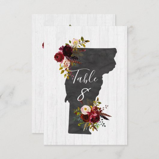 Tafelnummers voor huwelijksfeest in Vermont (Voorkant / Achterkant)