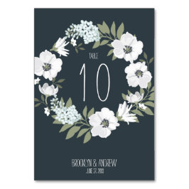 Tafelnummers voor trouwfeest met bloemmotief en wi