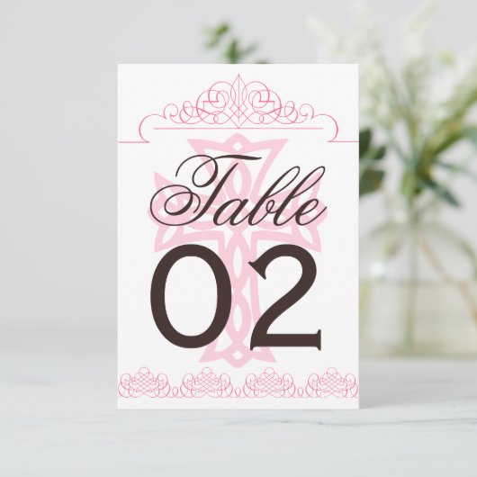 Tafelnummers voor trouwfeest met kruis (Staand voorkant)