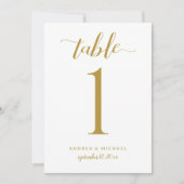 Tafelnummers voor trouwfeest Modern Goud Calligraf (Voorkant)