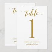 Tafelnummers voor trouwfeest Modern Goud Calligraf (Voorkant / Achterkant)
