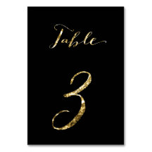 Tafelnummers voor trouwfeest Zwart Goud Folie Nr. 