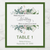 Tafelnummers voor tuinbruiloft wijn etiket (Enkel label)