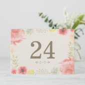 Tafelnummers voor zomerse bruiloft op het weiland (Staand voorkant)