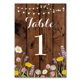 Tafelnummers Weddenschap wilde bloemen Rustic Wood
