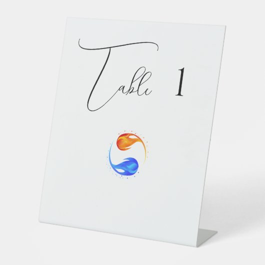 Tafelnummers- Wedding-Twin Flames-White- Reclamebord Met Voetstuk (Voorkant)