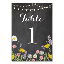 Tafelnummers Wedding Wild Flowers Rustic Chalk