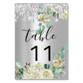 Tafelnummers Zilveren Mint Glitter Wedding (Achterkant)