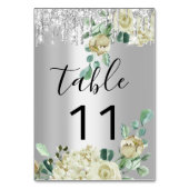 Tafelnummers Zilveren Mint Glitter Wedding (Voorkant)