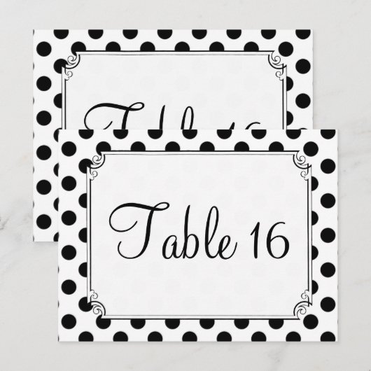 Tafelnummers zwart en wit poka weddenschap (Voorkant / Achterkant)