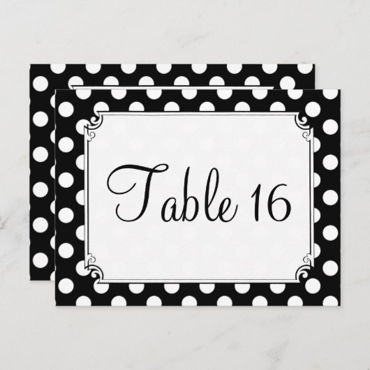 Tafelnummers zwart en wit poka weddenschap (Voorkant / Achterkant)
