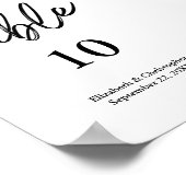 Tafelnummers zwarte witte minimalistische bruiloft poster (Hoek)