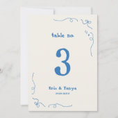 Tafelnummerschild voor een huwelijk met speelse ha kaart (Voorkant)