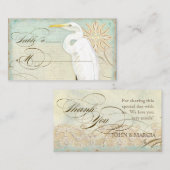 Tafelplaats setting Kaart Great Egret Coastal Beac Plaatskaartje (Voorkant / Achterkant)