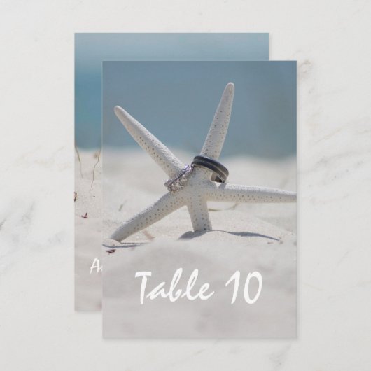 Tafelplaatsnummer voor strandhuwelijk kaart (Voorkant / Achterkant)