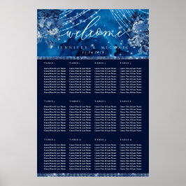 Tafelplan zitplaatsen Oceaanblauw marinebloemen Poster