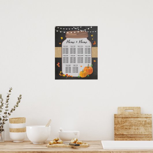 Tafelpompoen Herfst Chalk Poster Zitplaats (Keuken)