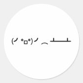 Tafelschuif ascii emoticon ronde sticker (Voorkant)