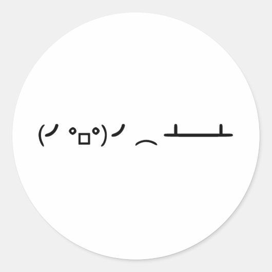Tafelschuif ascii emoticon ronde sticker (Voorkant)