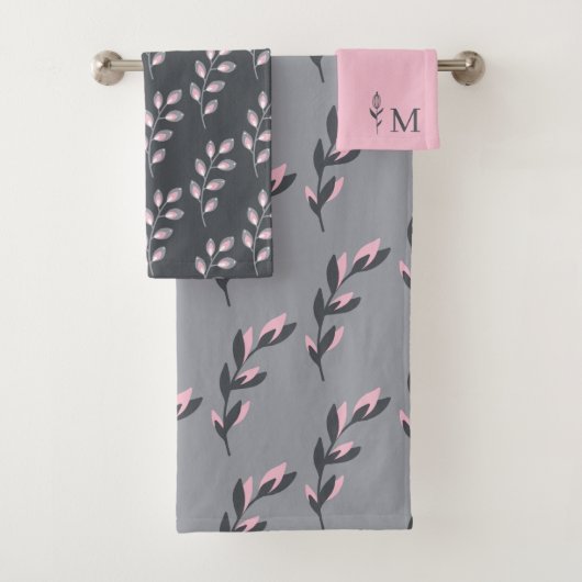 Tafelset met bladmonogram bad handdoek (Insitu)