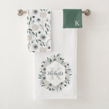 Tafelset met waterverf bloemen en monogram