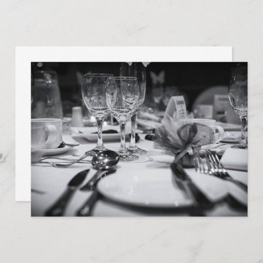 Tafelsetting voor de bruiloft kaart (Voorkant / Achterkant)